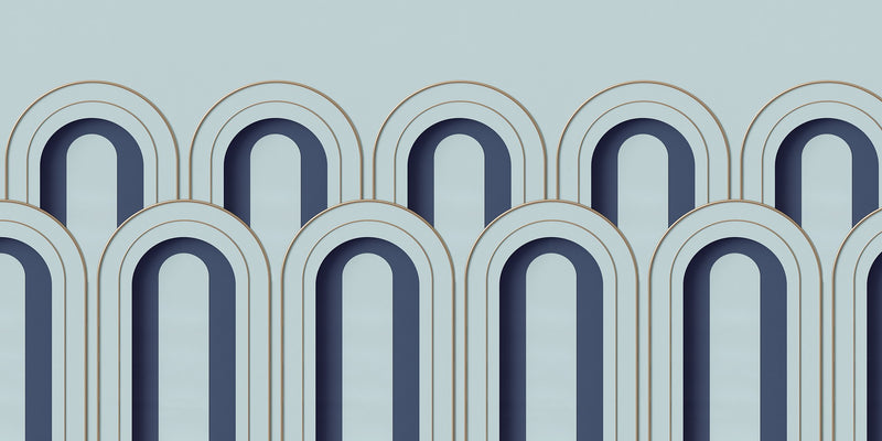 R16102 Arch Deco Blue Mural by Rebel Walls