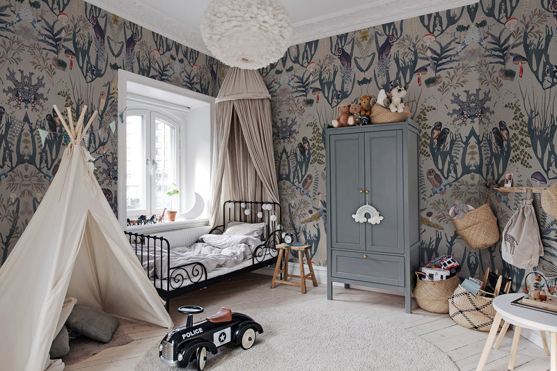 R16212 The Swedish Forest Blue Day & Night Mural by Rebel Walls