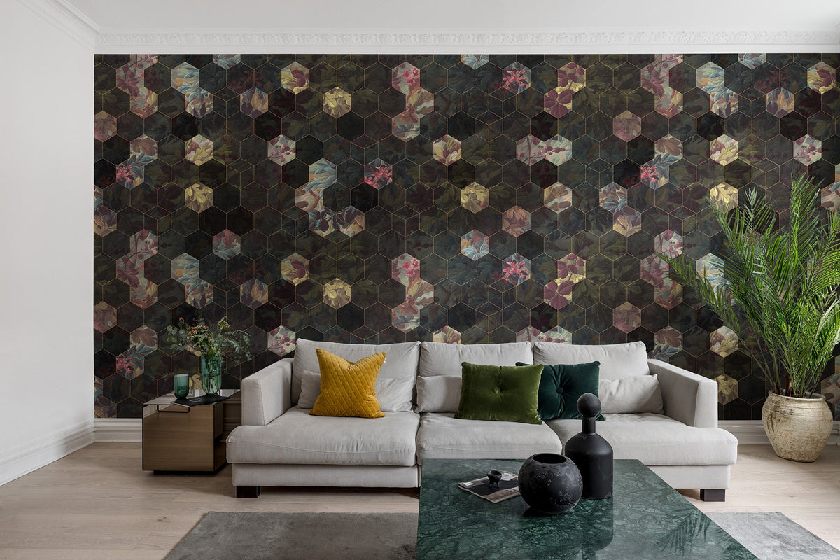 R16241 Vinum Hexagon Deco Mural by Rebel Walls