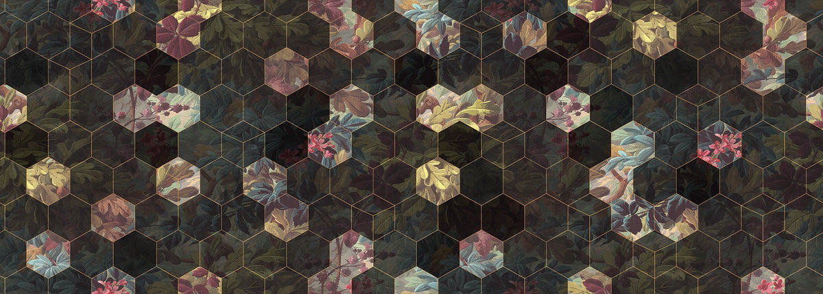 R16241 Vinum Hexagon Deco Mural by Rebel Walls