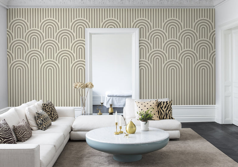 R16282 Happy Hills Vanilla Deco Mural by Rebel Walls