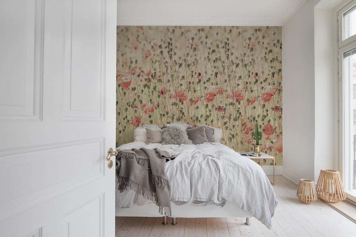 R16391 Poppies Scandinavia Mural by Rebel Walls