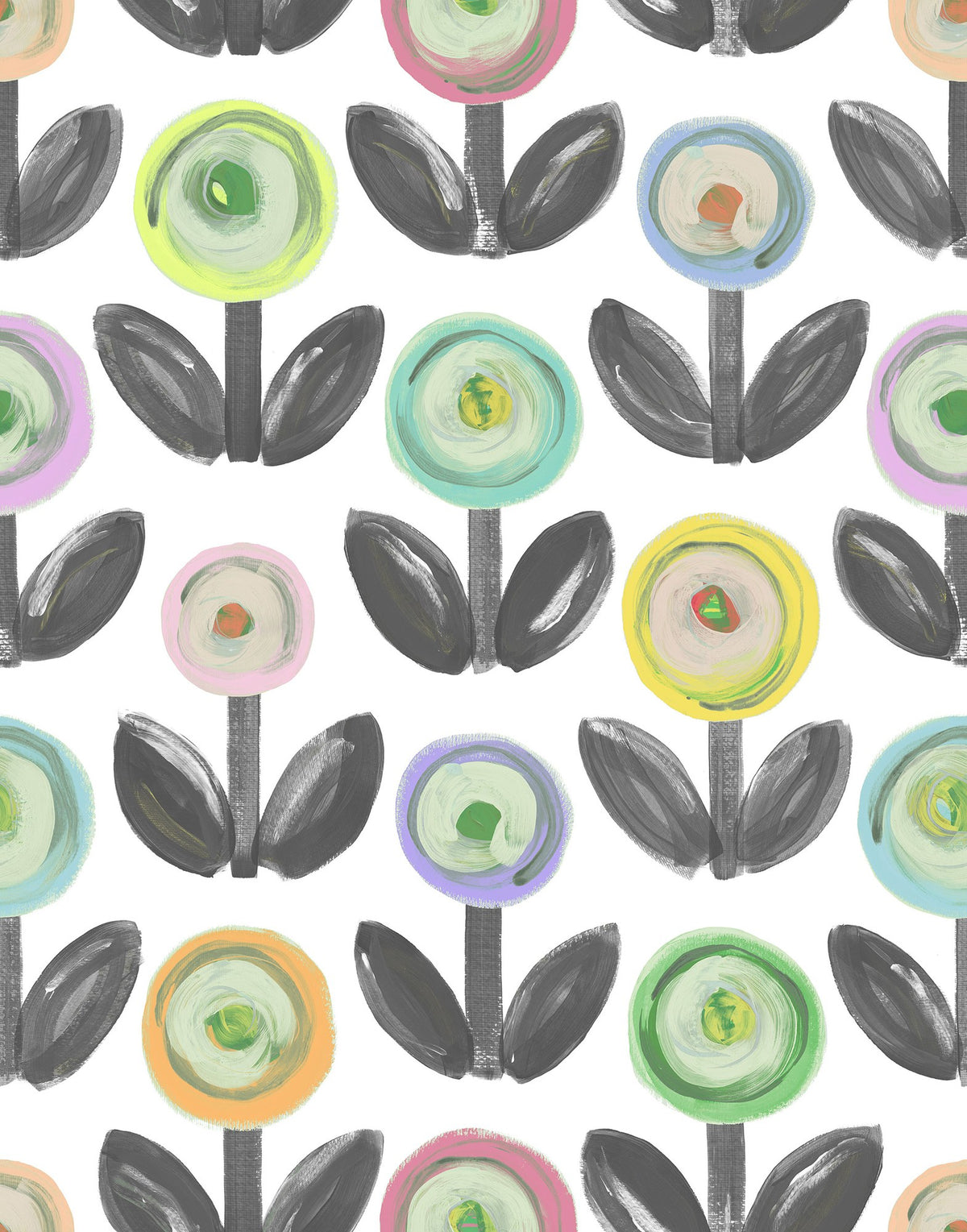 R16712 Flower Parade Licorice Play Mural by Rebel Walls