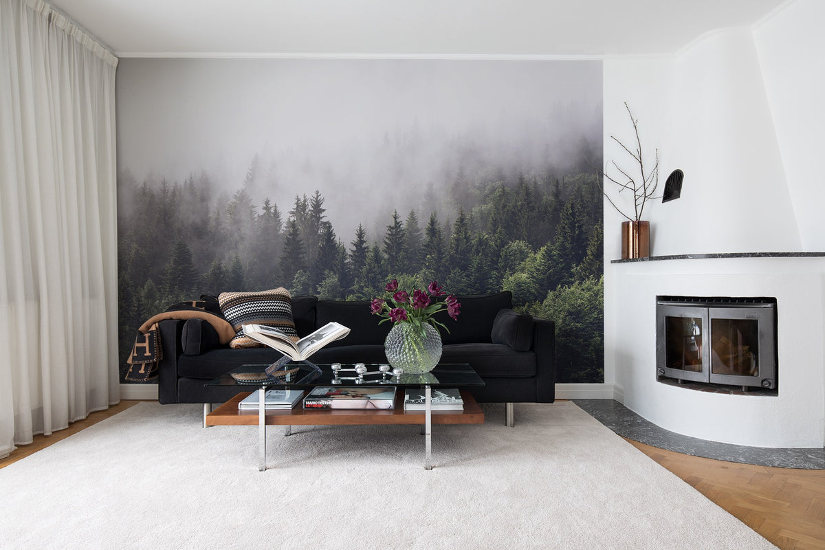 R16731 Misty Fir Forest Pops Mural by Rebel Walls