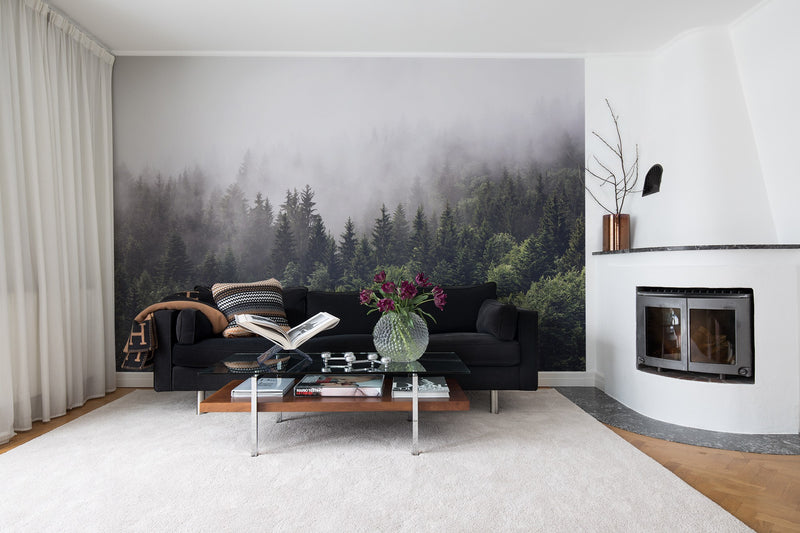 R16731 Misty Fir Forest Pops Mural by Rebel Walls