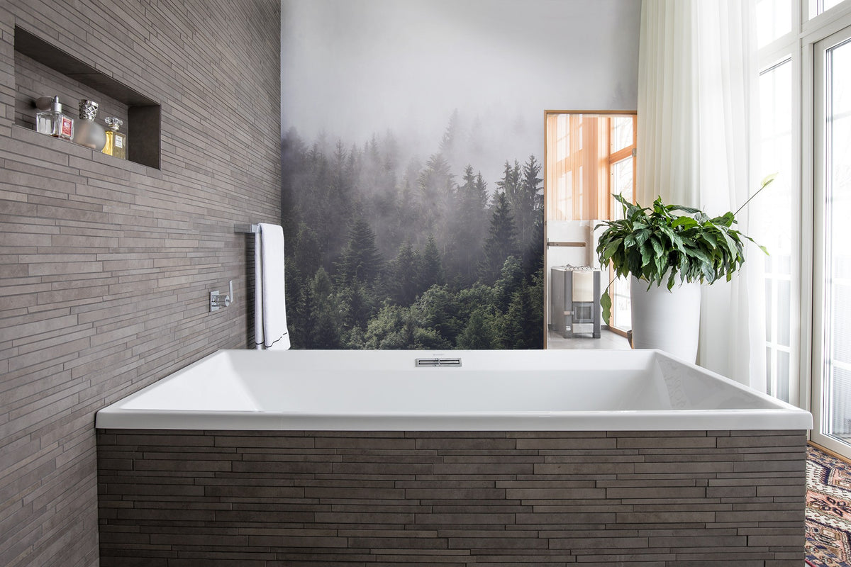 R16731 Misty Fir Forest Pops Mural by Rebel Walls