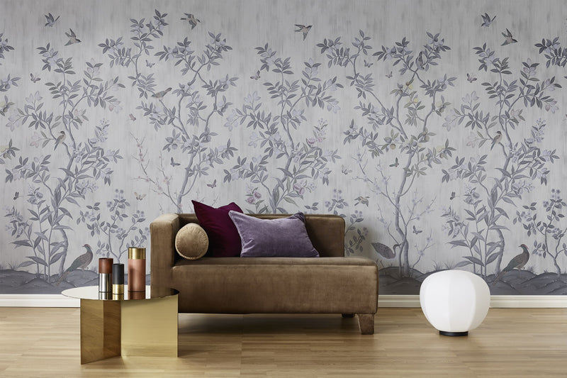 R16741 Chinoiserie Chic Pearl Gray La Chinoiserie Mural by Rebel Walls