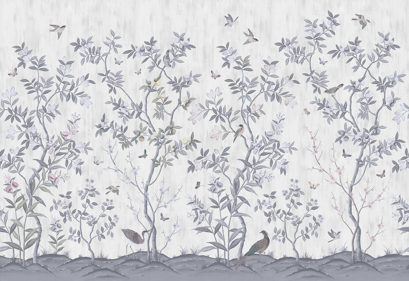 R16741 Chinoiserie Chic Pearl Gray La Chinoiserie Mural by Rebel Walls