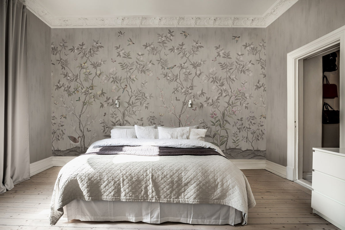 R16743 Chinoiserie Chic Powder Beige La Chinoiserie Mural by Rebel Walls