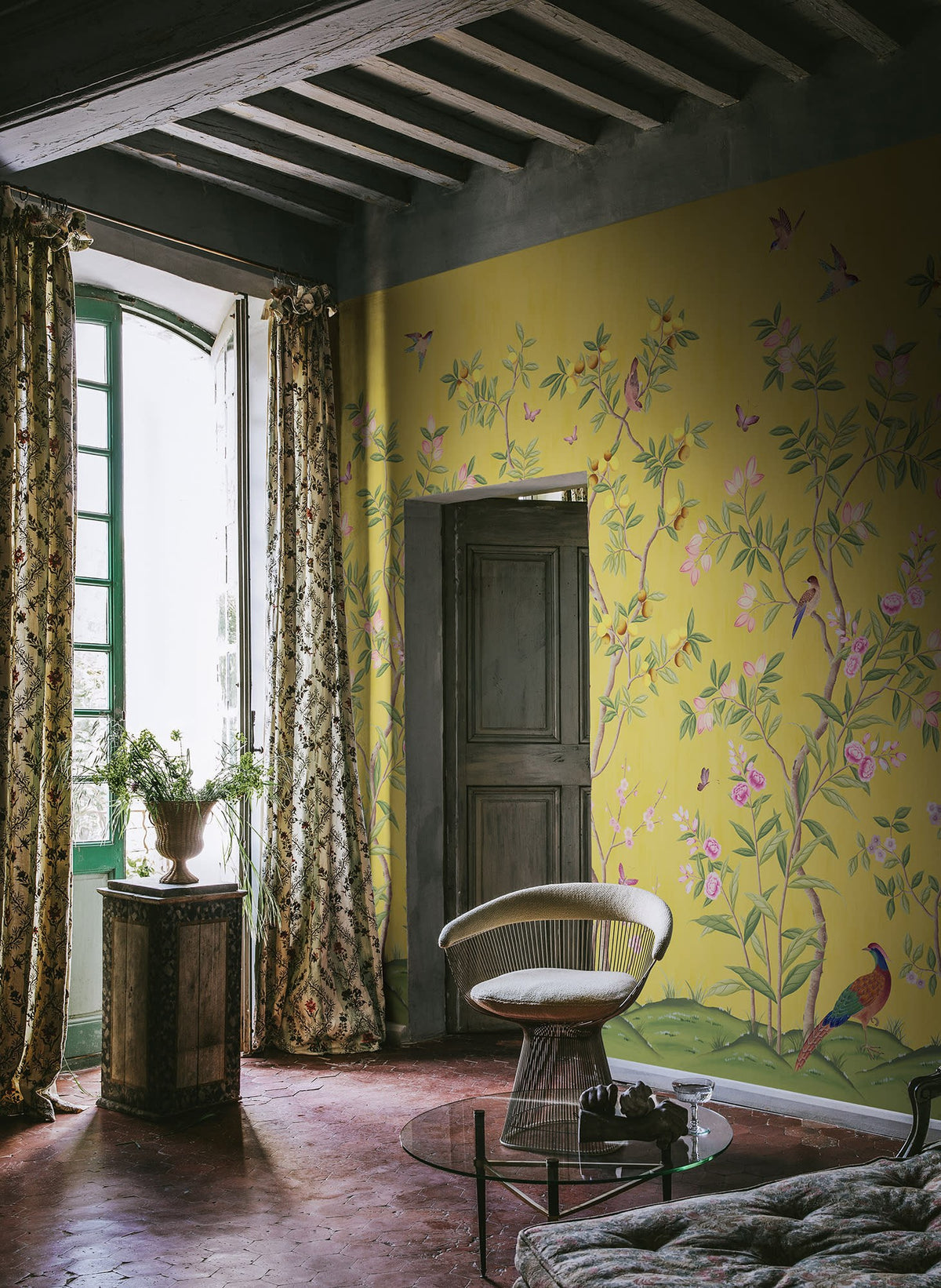 R16745 Chinoiserie Chic Saffron Play Mural by Rebel Walls