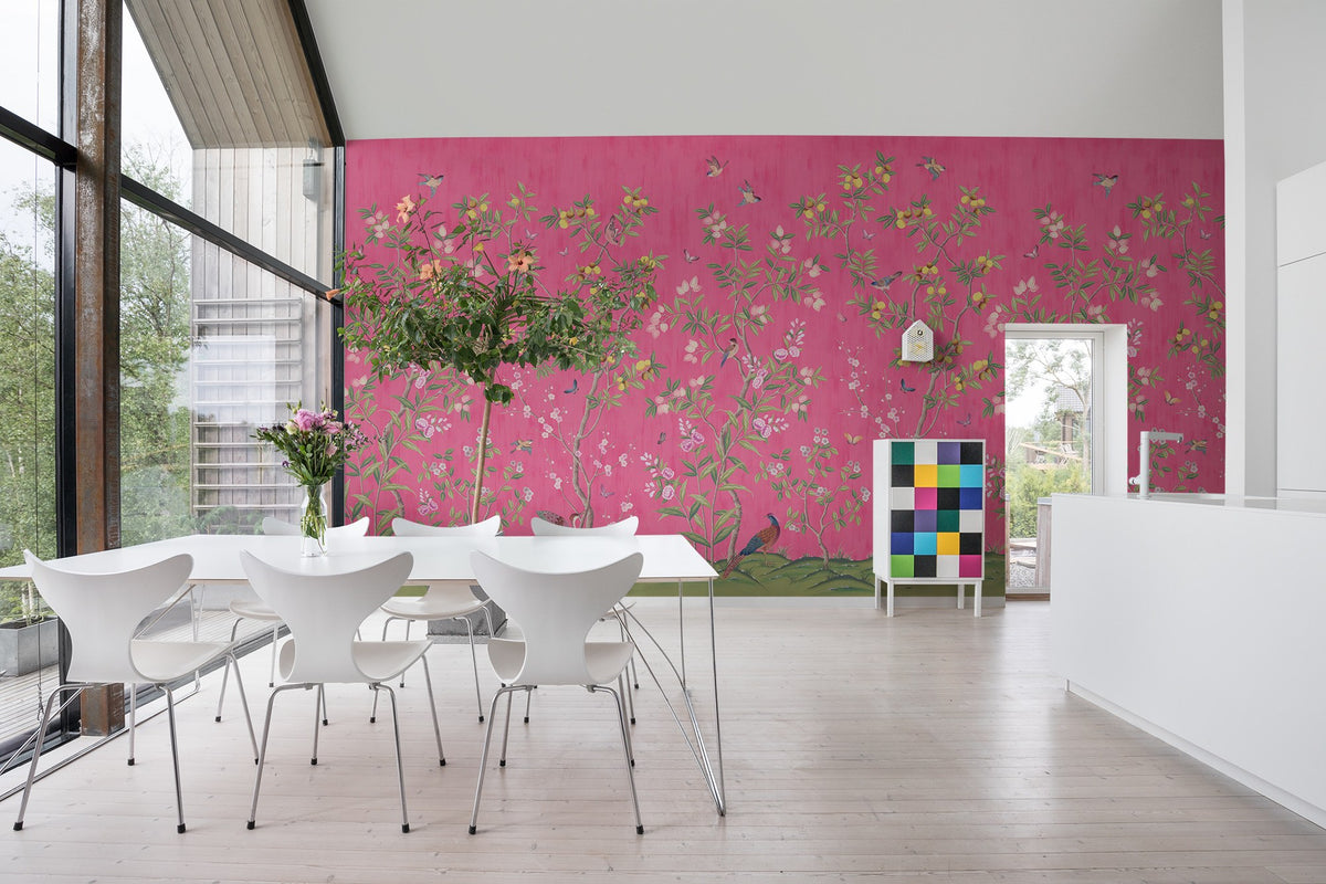 R16746 Chinoiserie Chic Fuchsia Play Mural by Rebel Walls