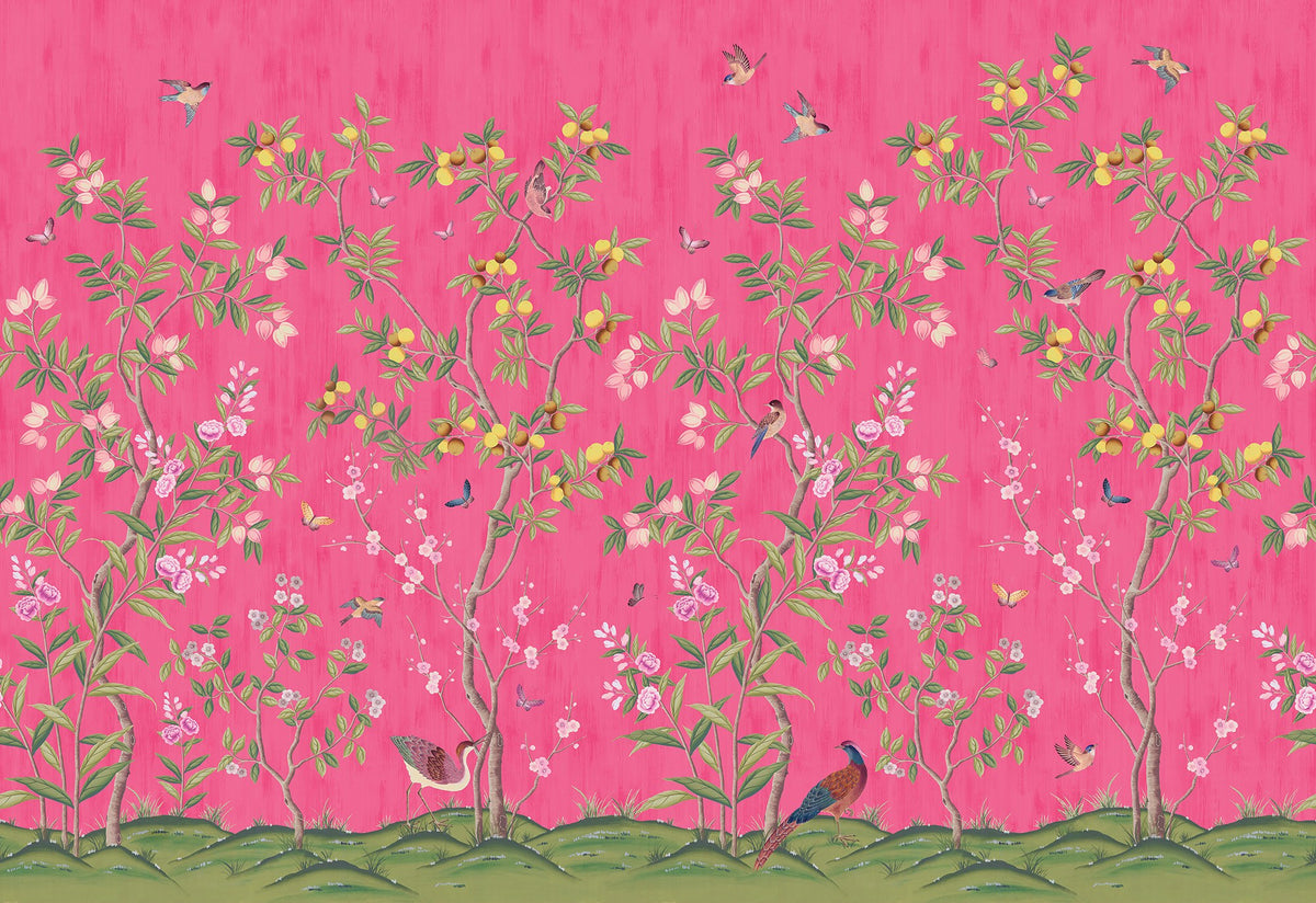 Chinoiserie Chic Fuchsia Play Mural by Rebel Walls