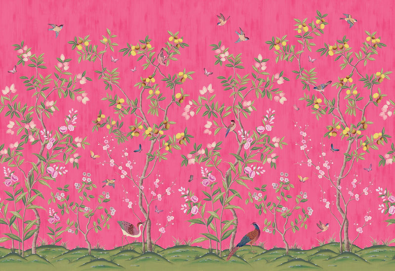 R16746 Chinoiserie Chic Fuchsia Play Mural by Rebel Walls
