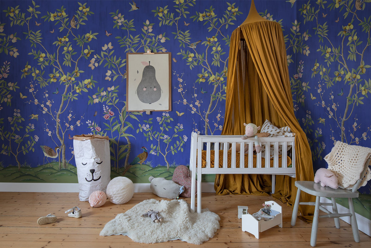 R16747 Chinoiserie Chic Cobalt Play Mural by Rebel Walls