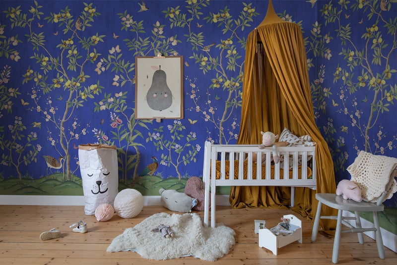R16747 Chinoiserie Chic Cobalt Play Mural by Rebel Walls