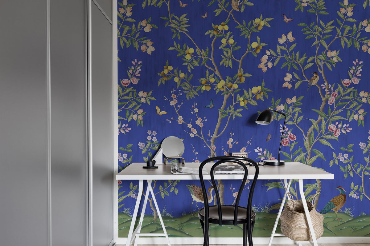 R16747 Chinoiserie Chic Cobalt Play Mural by Rebel Walls