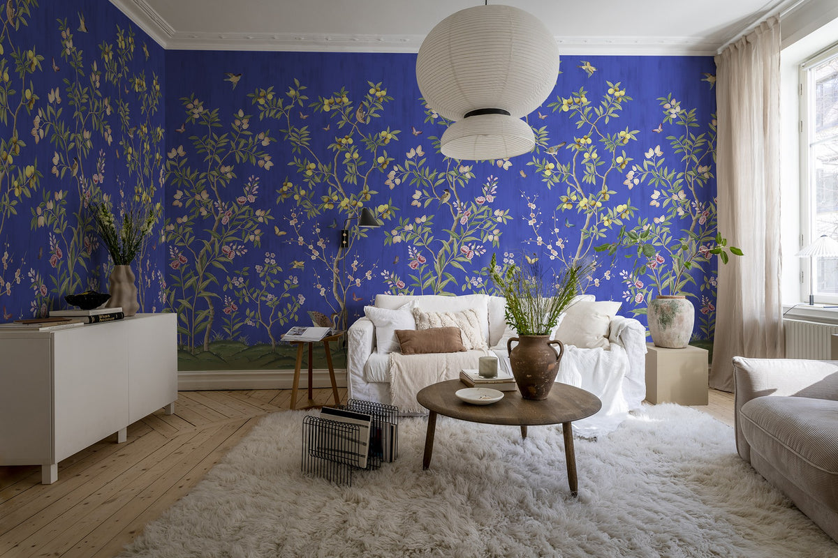 R16747 Chinoiserie Chic Cobalt Play Mural by Rebel Walls