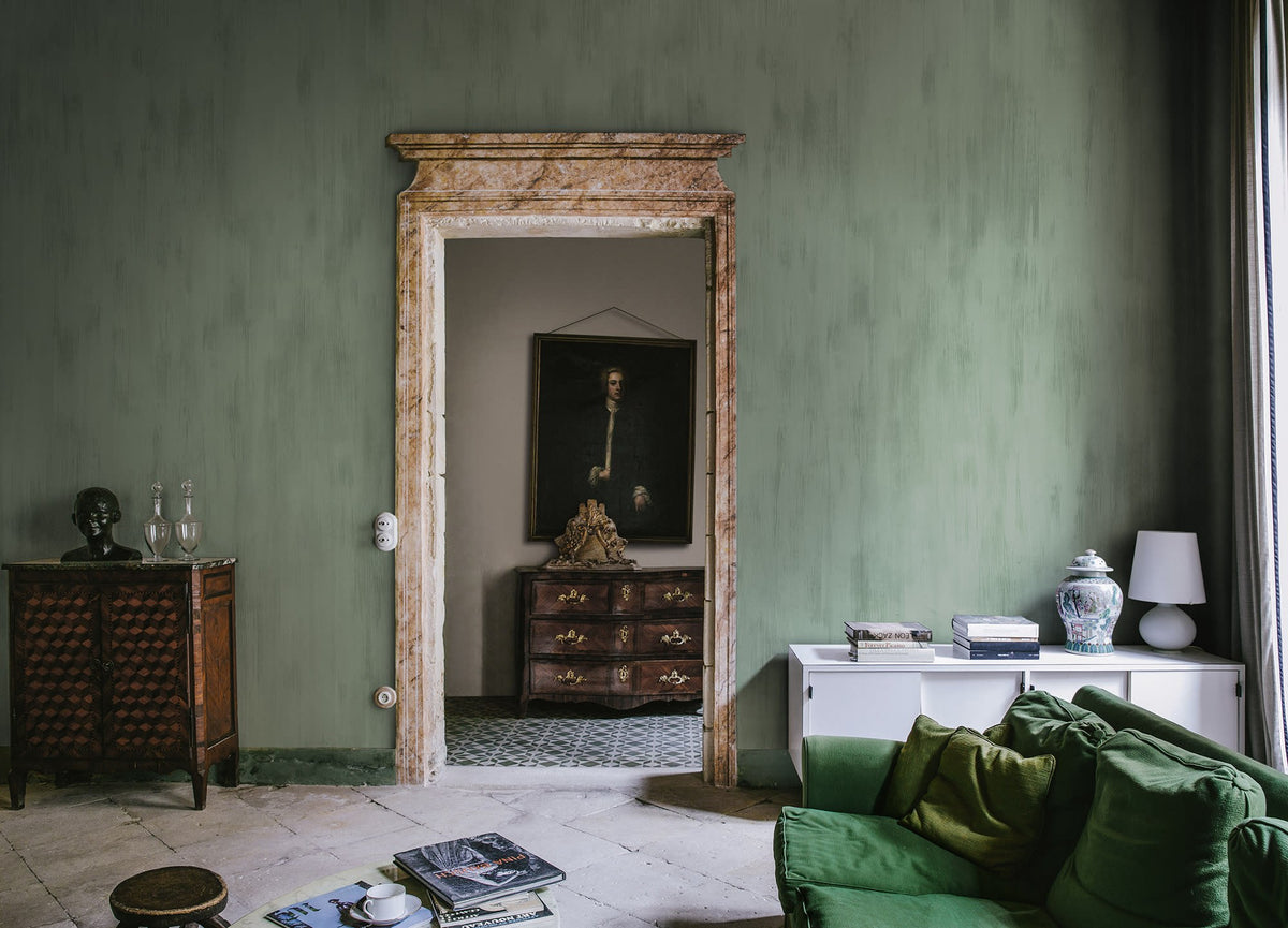 R16752 Brushstrokes Jade La Chinoiserie Mural by Rebel Walls
