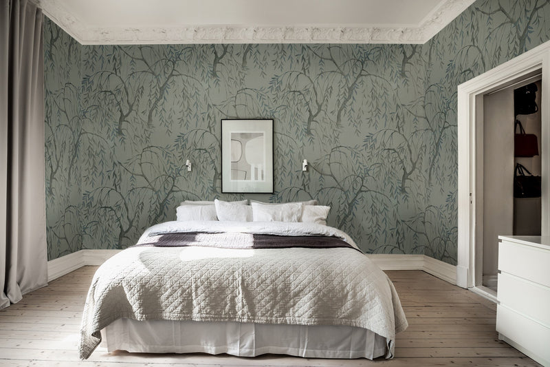R16772 Weeping Willows Jade La Chinoiserie Mural by Rebel Walls