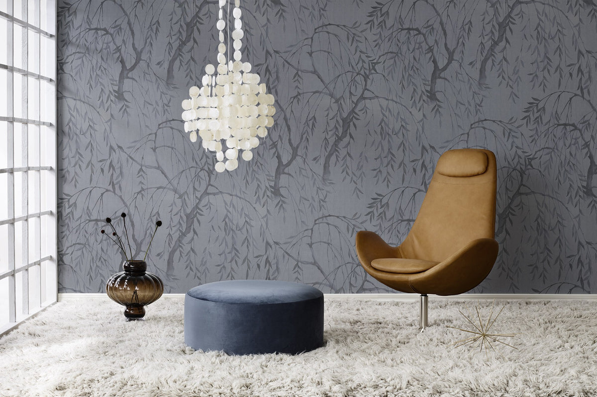 R16773 Weeping Willows Still Waters Blue La Chinoiserie Mural by Rebel Walls