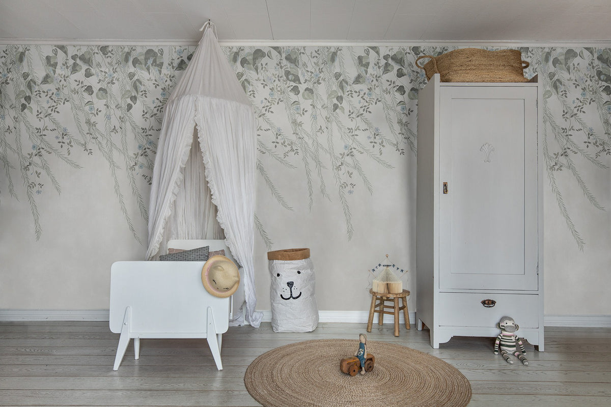 R16781 Lush Foliage Sage Tint La Chinoiserie Mural by Rebel Walls