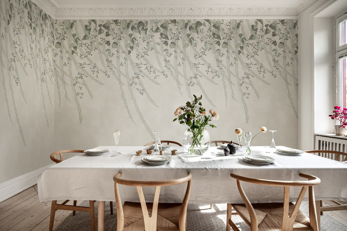 R16781 Lush Foliage Sage Tint La Chinoiserie Mural by Rebel Walls