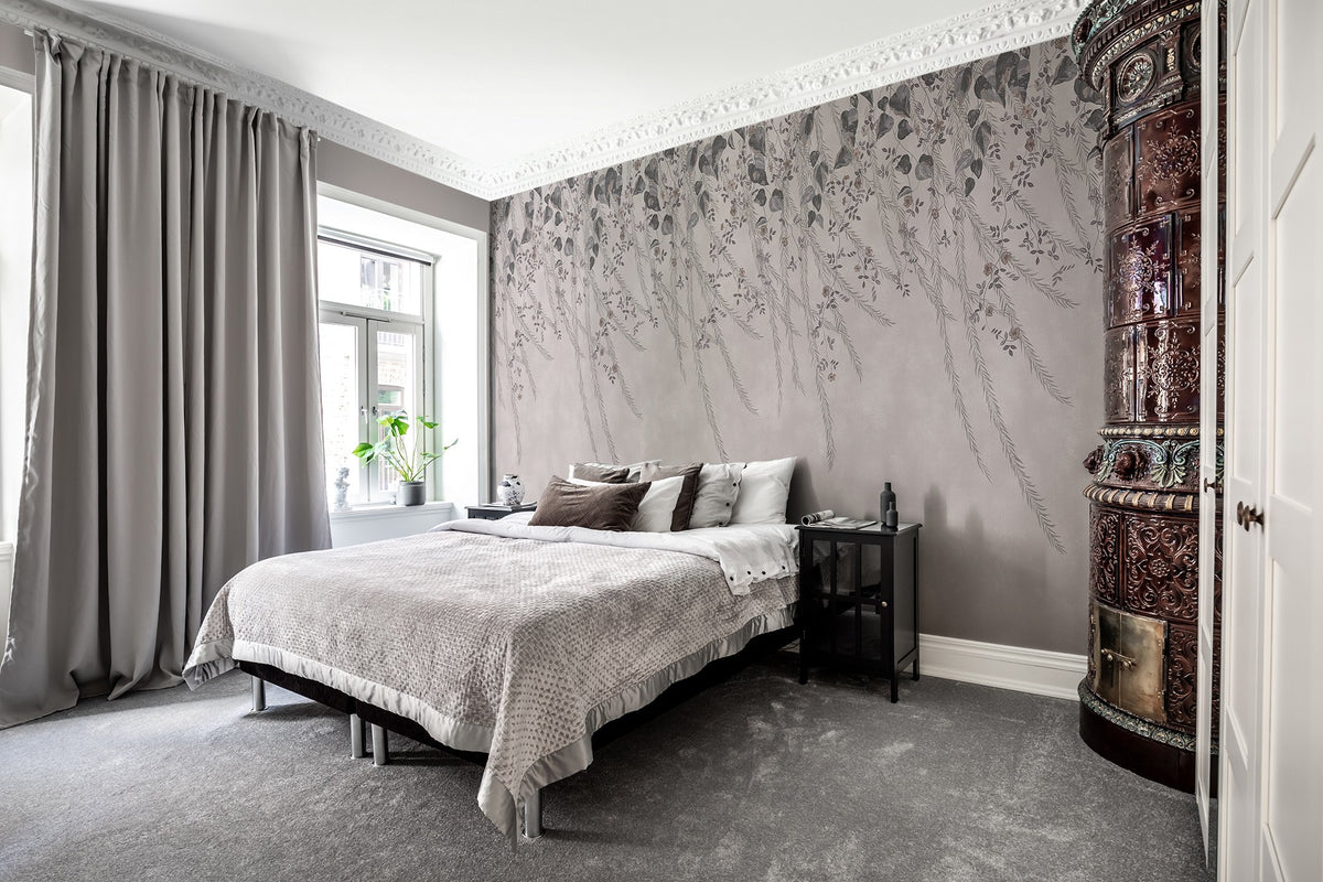 R16782 Lush Foliage Rose Dust La Chinoiserie Mural by Rebel Walls