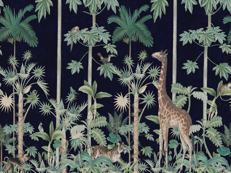 R16792 Giraffes Stroll Nightfall Play Mural by Rebel Walls