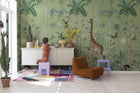 R16793 Giraffes Stroll Emerald Wonder World Mural by Rebel Walls