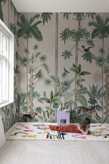 R16795 Giraffes Stroll Pastel Pink Wonder World Mural by Rebel Walls