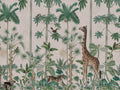 Giraffes Stroll Pastel Pink Wonder World Mural by Rebel Walls