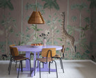 R16796 Giraffes Stroll Pink Wonder World Mural by Rebel Walls