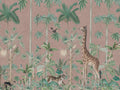 Giraffes Stroll Pink Wonder World Mural by Rebel Walls