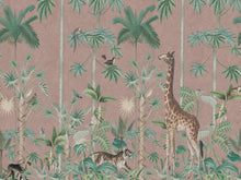 R16796 Giraffes Stroll Pink Wonder World Mural by Rebel Walls
