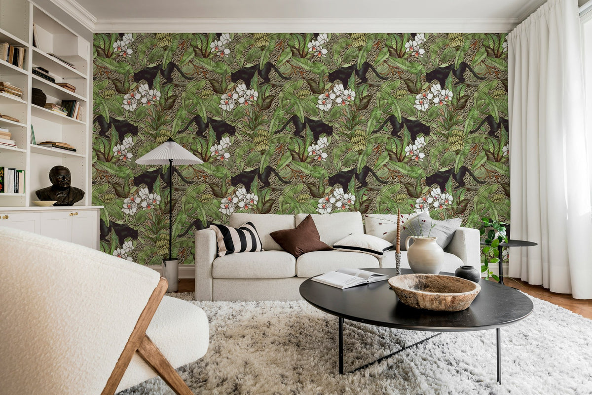 R16801 Alluring Panthers Play Mural by Rebel Walls