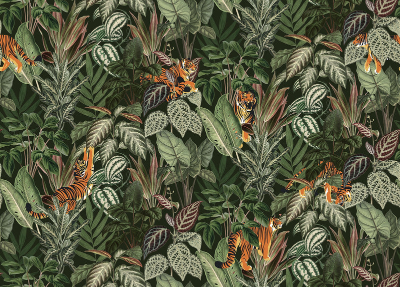 R16812 Mischievous Tigers Lush Play Mural by Rebel Walls