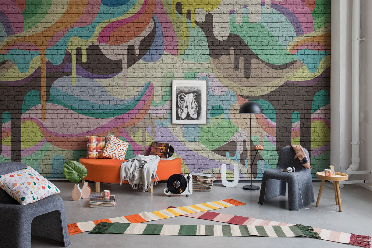 R16941 Dripping Rainbow Play Mural by Rebel Walls