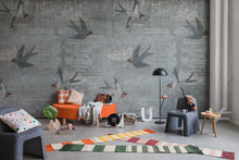 R16971 Concrete Art Swallow Play Mural by Rebel Walls