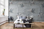 R16971 Concrete Art Swallow Play Mural by Rebel Walls