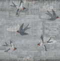 Concrete Art Swallow Play Mural by Rebel Walls
