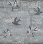 R16971 Concrete Art Swallow Play Mural by Rebel Walls