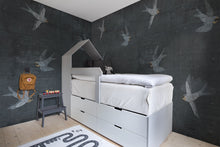 R16972 Concrete Art Night Swallow Play Mural by Rebel Walls