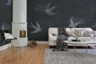 R16972 Concrete Art Night Swallow Play Mural by Rebel Walls