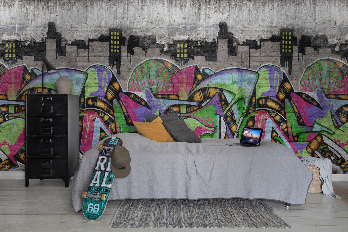 R16973 Concrete Art Play Mural by Rebel Walls