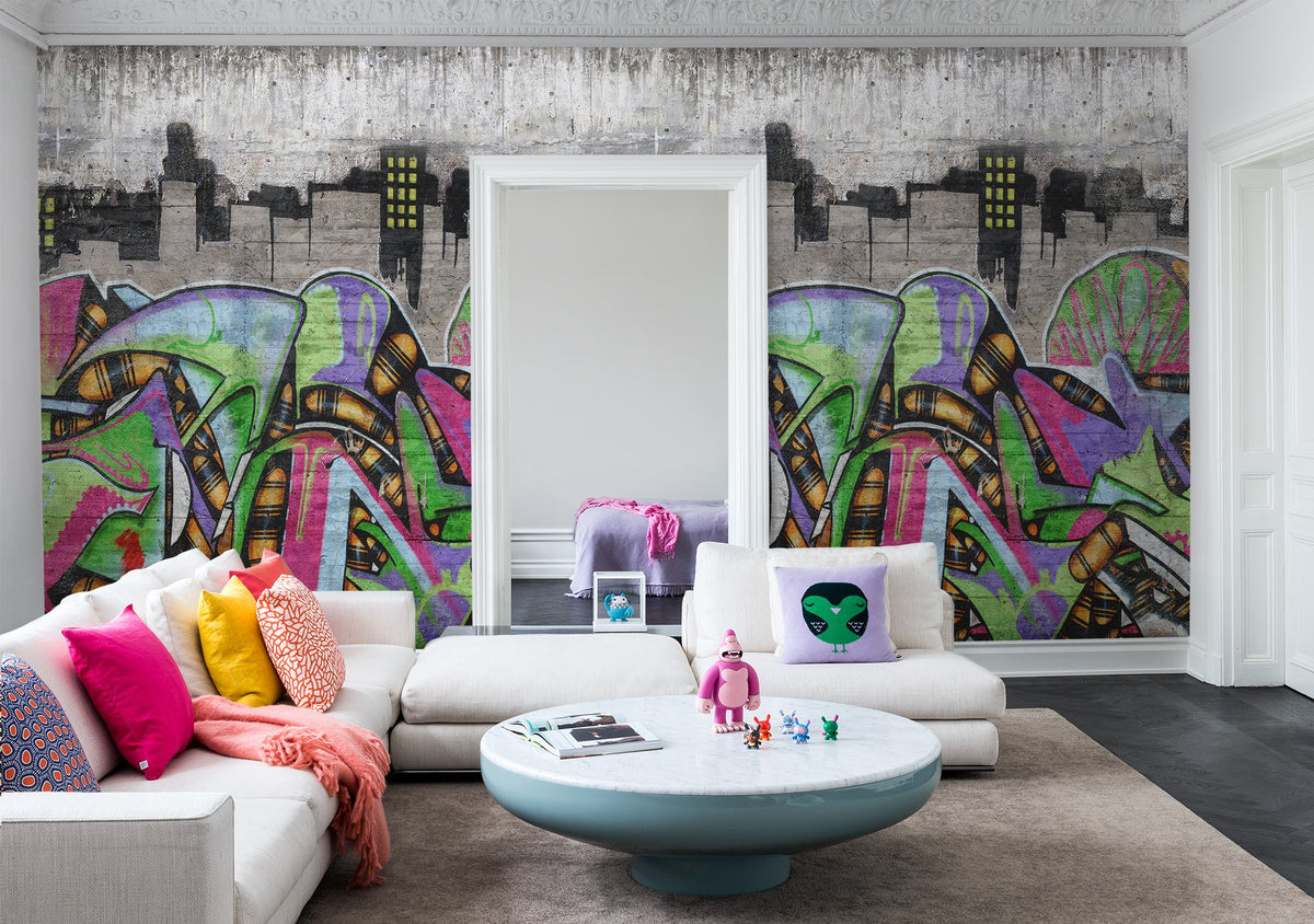 R16973 Concrete Art Play Mural by Rebel Walls