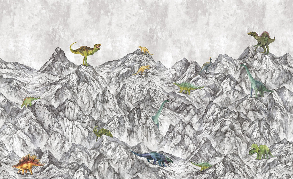 R16991 Dinosaur Mountain Pops Mural by Rebel Walls