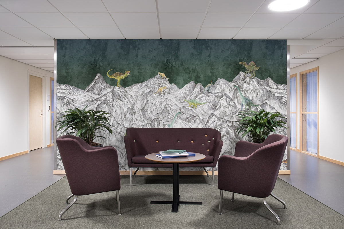 R16992 Dinosaur Mountain Nightfall Pops Mural by Rebel Walls