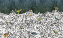 R16992 Dinosaur Mountain Nightfall Pops Mural by Rebel Walls