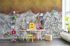 R16993 Dinosaur Mountain Volcano Pops Mural by Rebel Walls