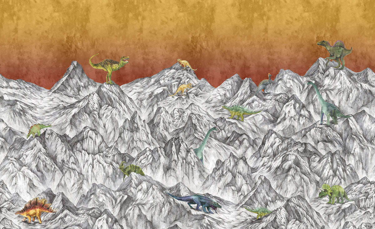 R16993 Dinosaur Mountain Volcano Pops Mural by Rebel Walls